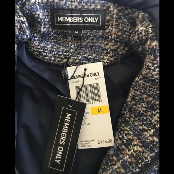 NWT Members Only Tweed Bomber Puffer Jacket Size M - Picture 2 of 5